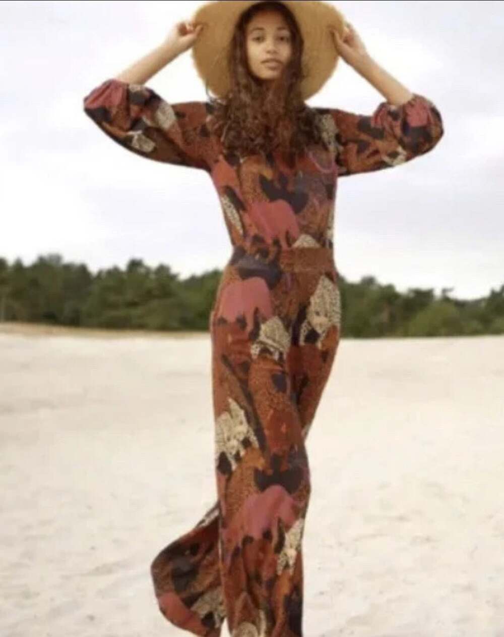 FARM Rio For Anthropologie Brown Animalia Mirana One-Piece Jumpsuit Size XS